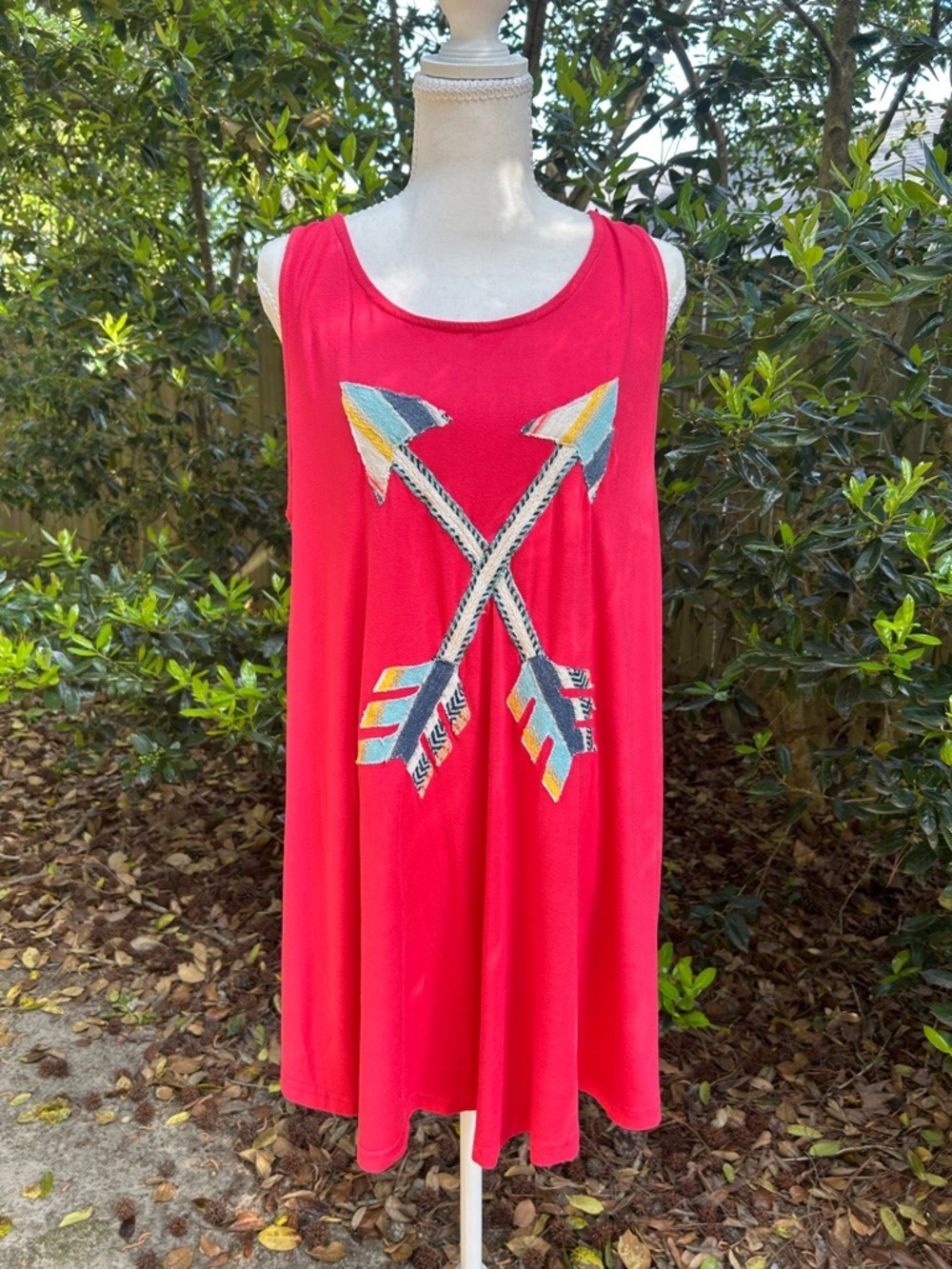 Judith March Coral Red Flowy Tank Tunic/Mini Dress
